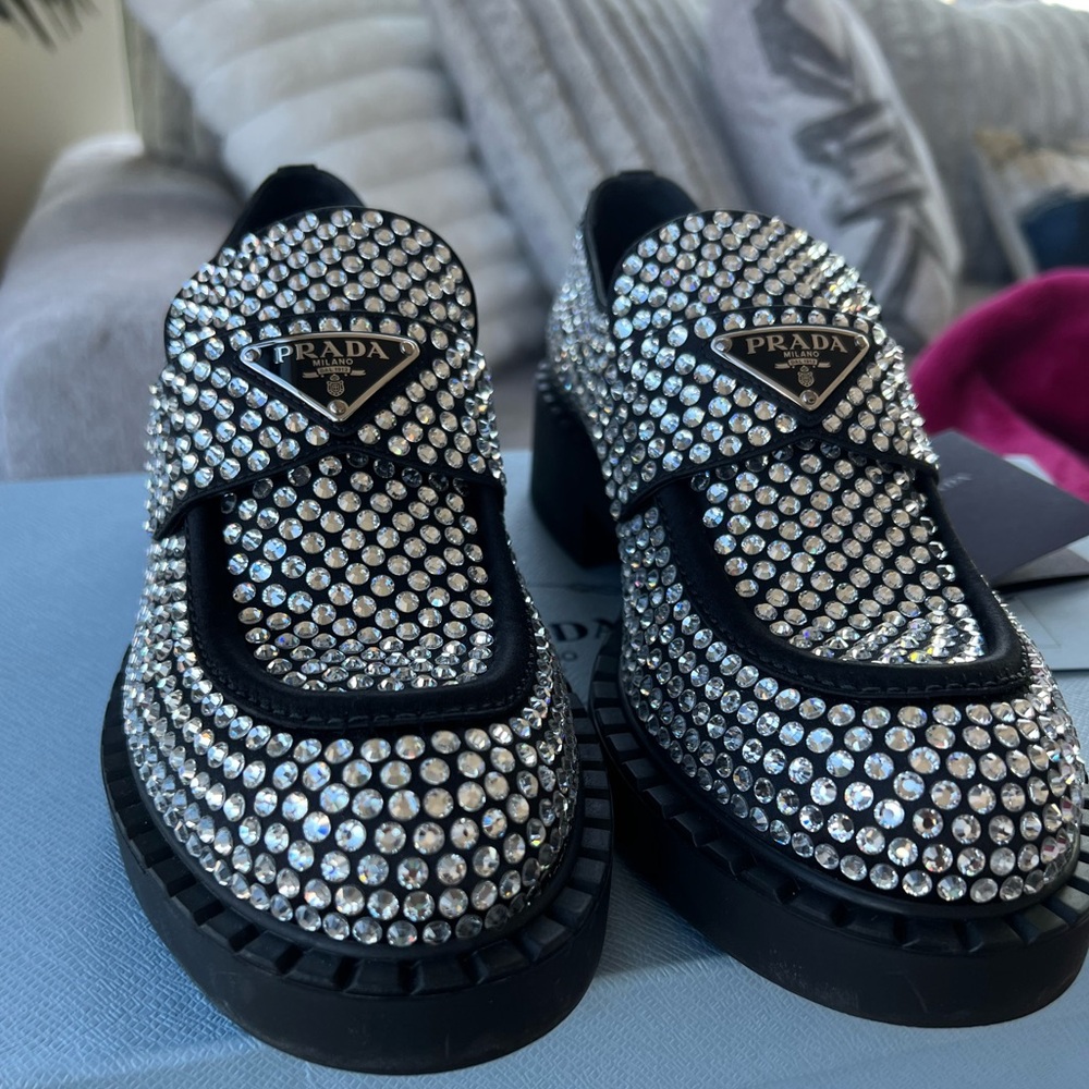 NEW PRADA CRYSTAL LOAFERS FULL SET